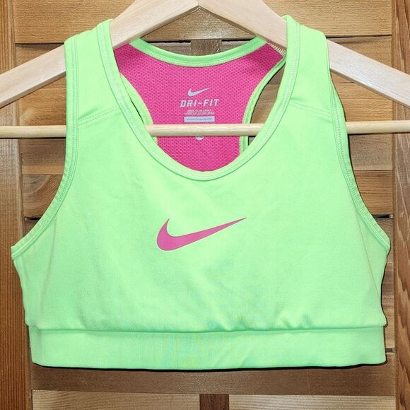 Nike Dri-Fit Green and Pink Non-Padded Sport's Bra Girl's Size XL - Picture 1 of 6